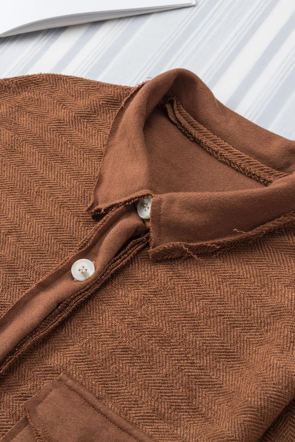 Grey Contrast Flap Pockets Relaxed Shacket