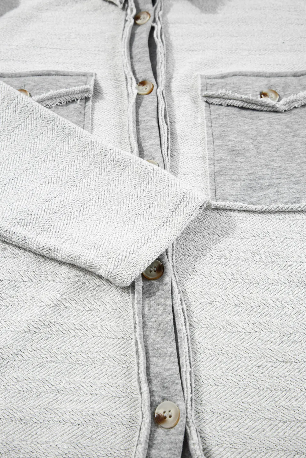 Grey Contrast Flap Pockets Relaxed Shacket