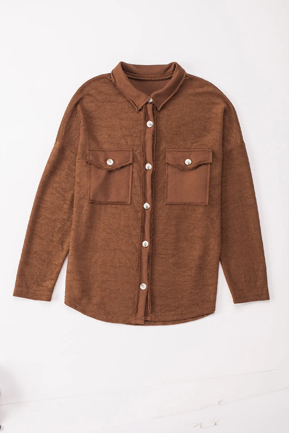 Grey Contrast Flap Pockets Relaxed Shacket