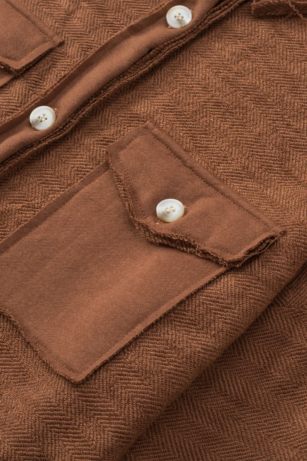 Grey Contrast Flap Pockets Relaxed Shacket