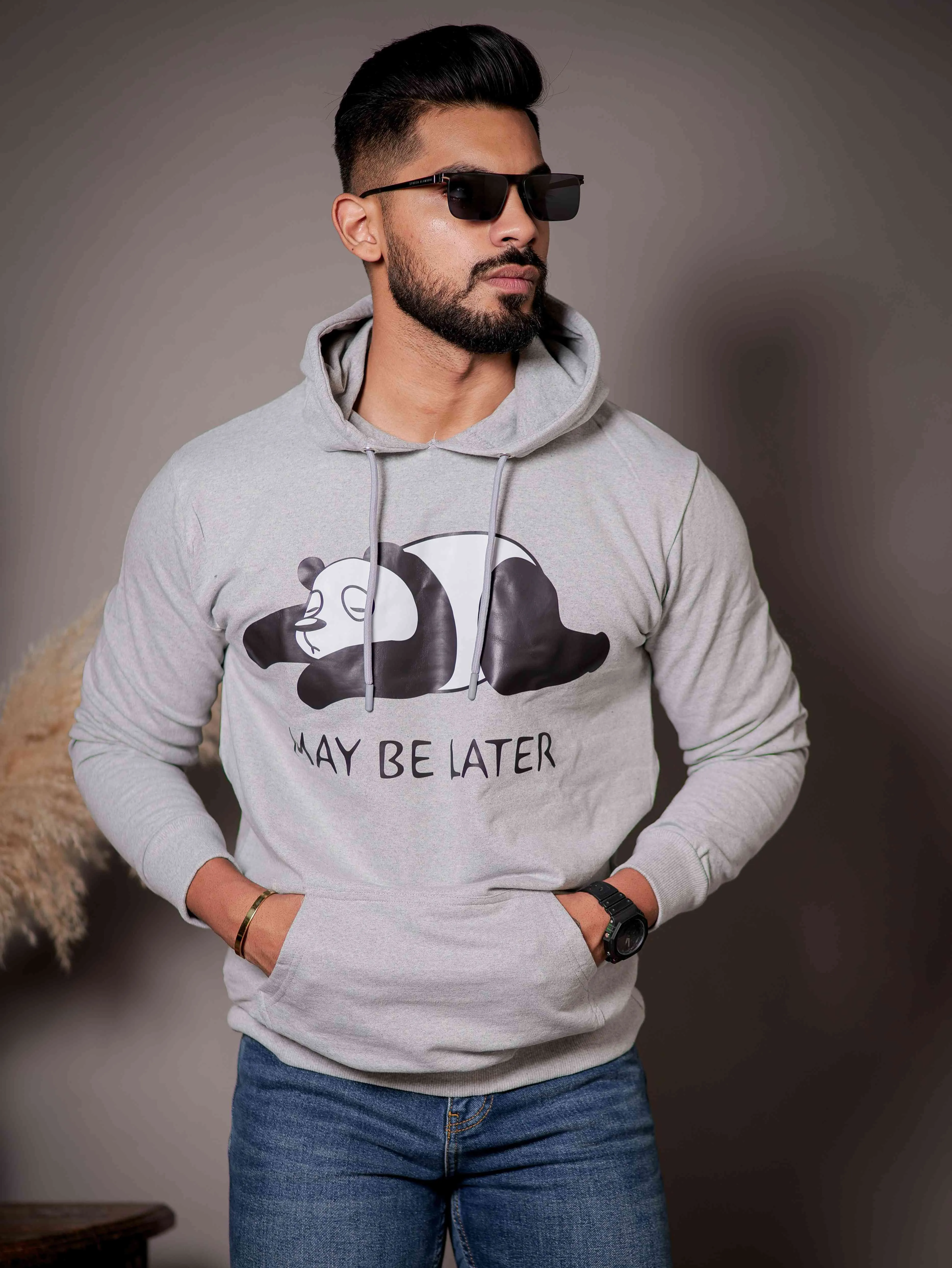 Grey Cotton Full Sleeve Hoodie