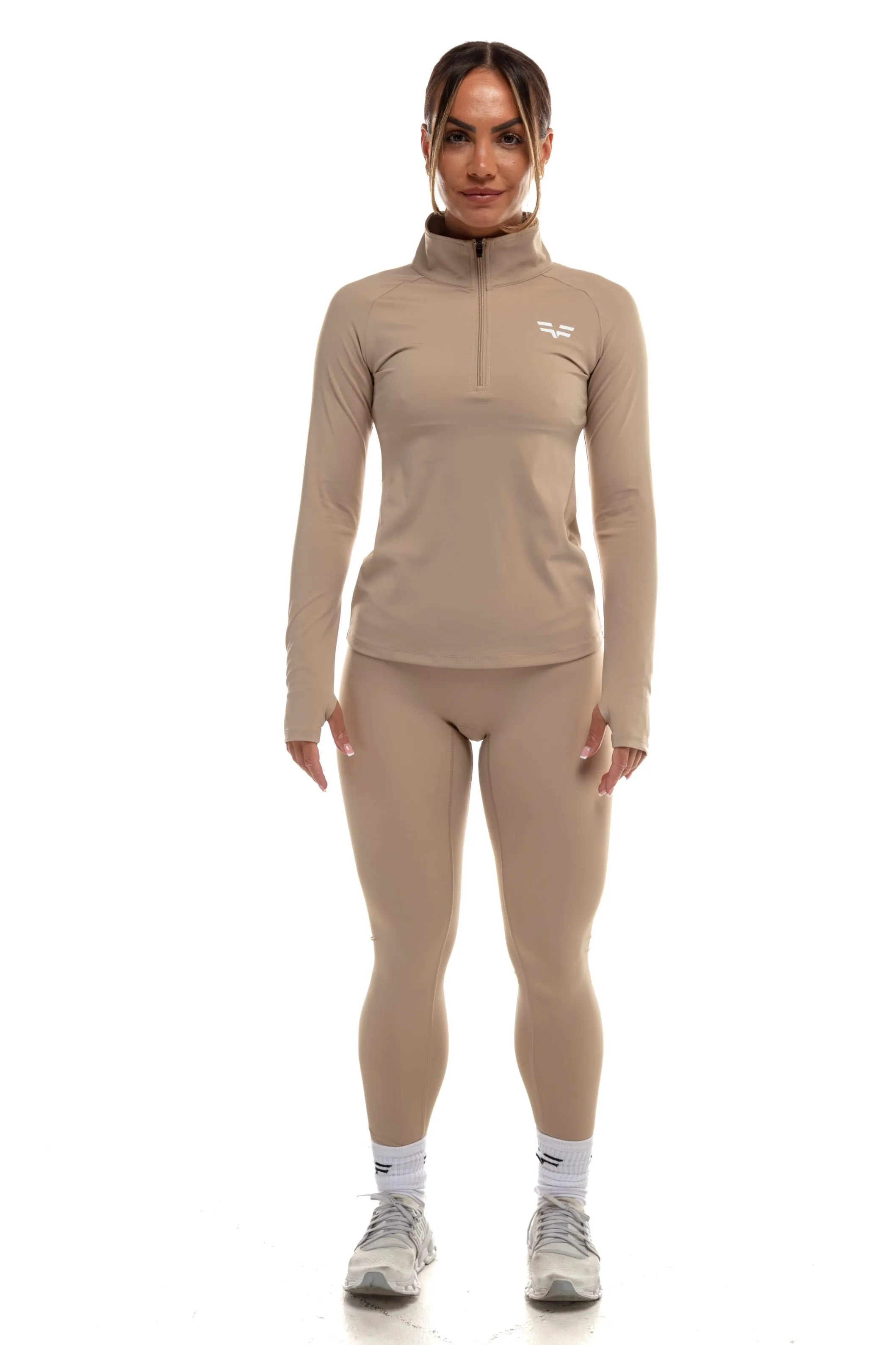 GymFreak Women's Vision 3/4 Zip Top - Sand