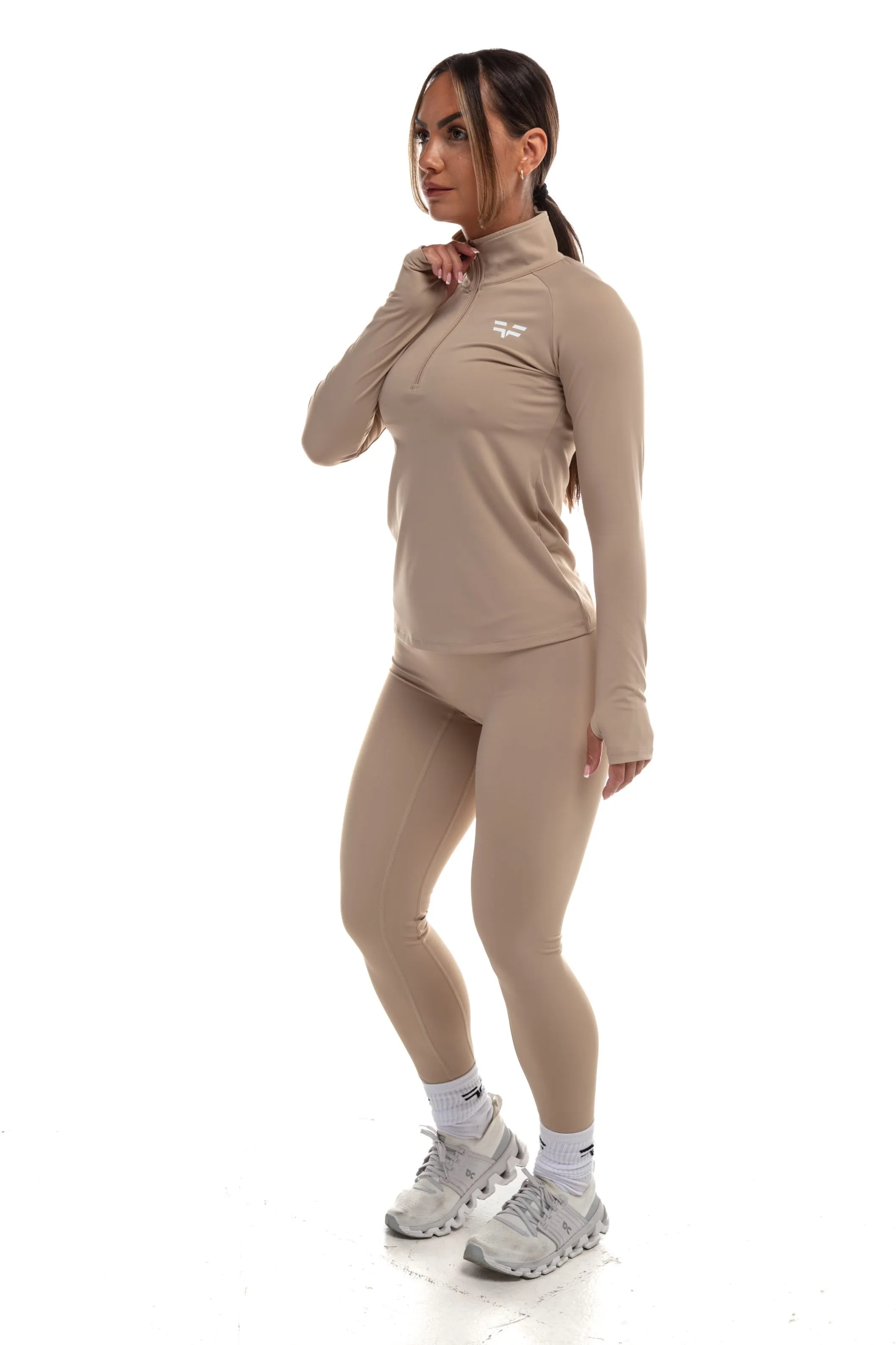 GymFreak Women's Vision 3/4 Zip Top - Sand