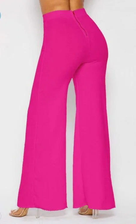 High waist wide leg back zipper palazzo pants