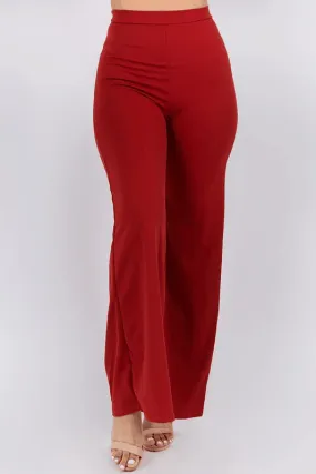 High waist wide leg back zipper palazzo pants