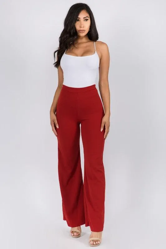 High waist wide leg back zipper palazzo pants