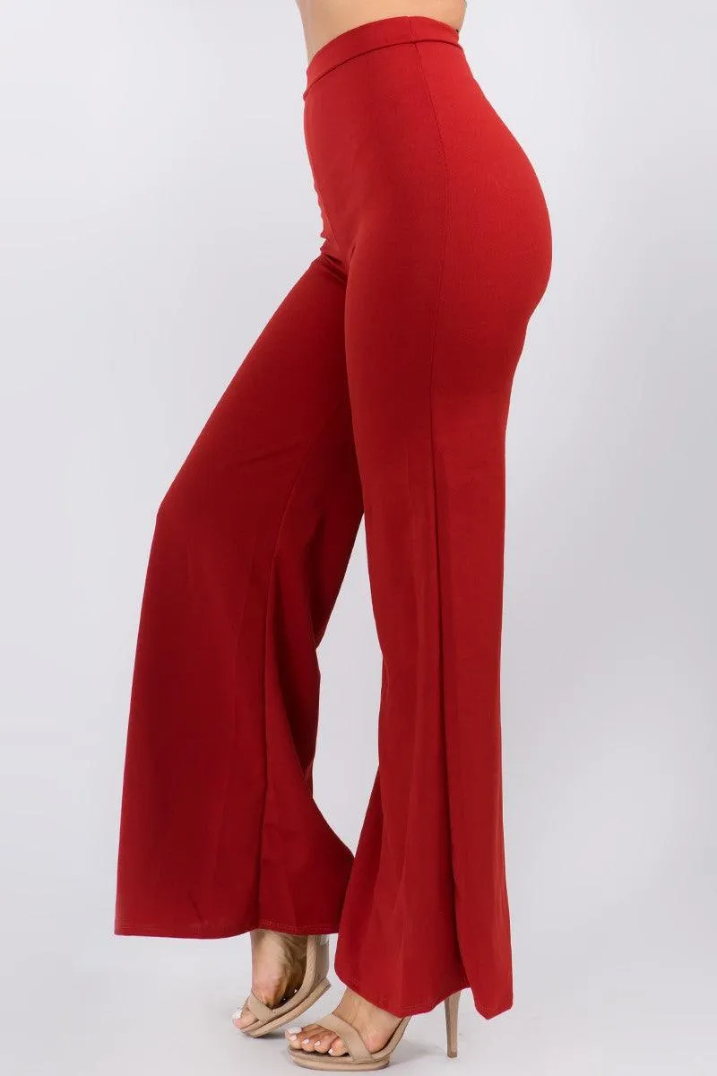 High waist wide leg back zipper palazzo pants