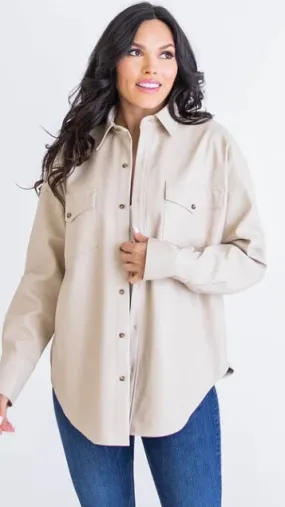 Karlie Faux Leather Shacket