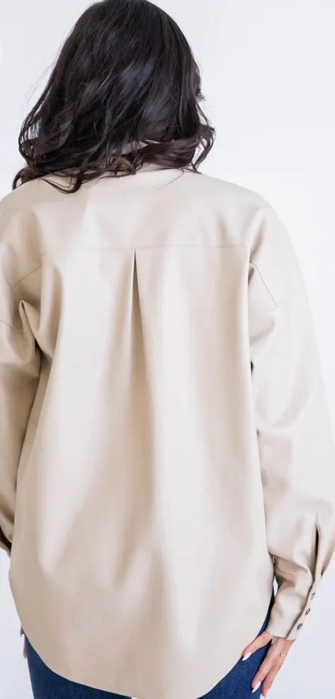 Karlie Faux Leather Shacket