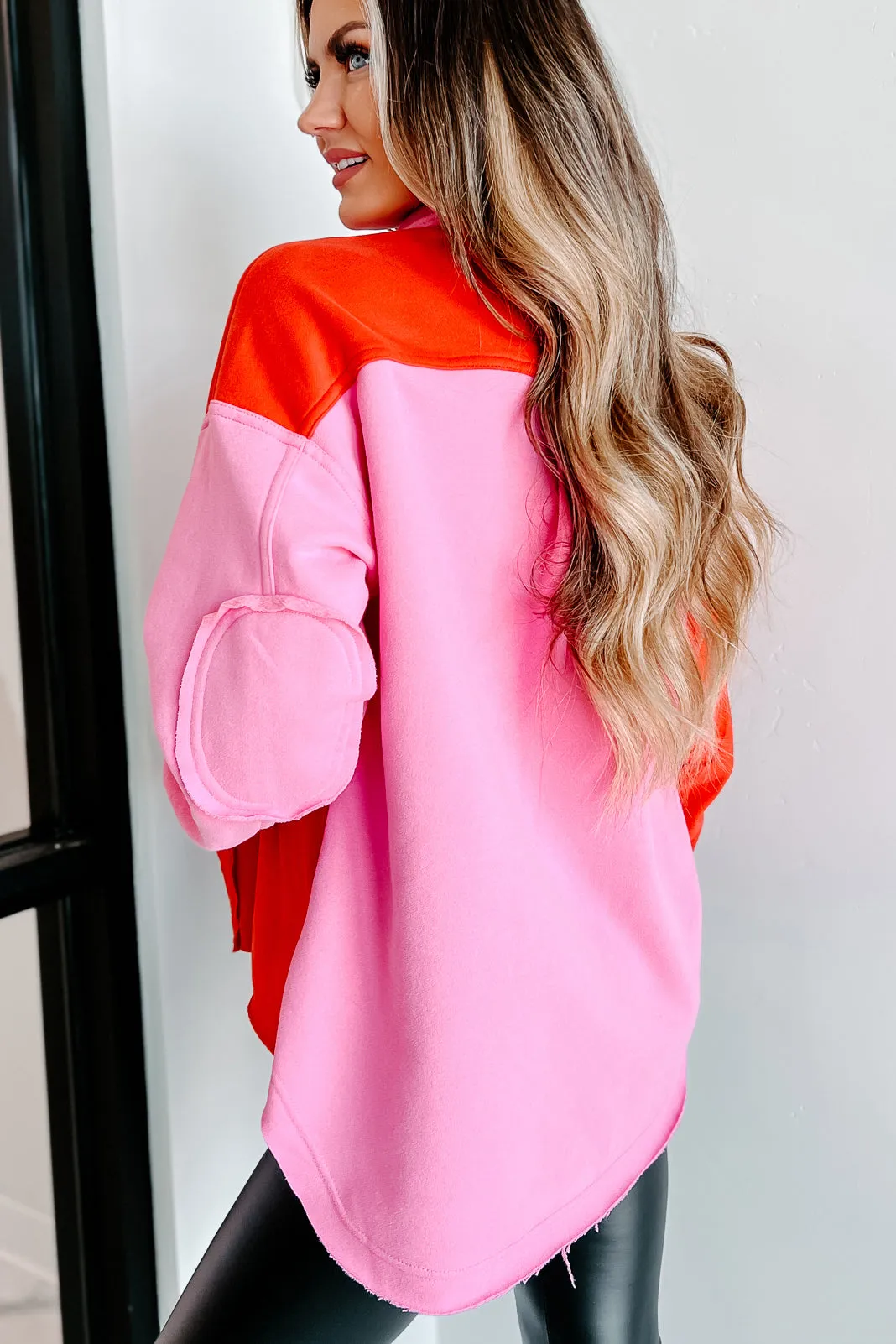 Keep Me Updated ColorBlock Shacket (Pink/Red)