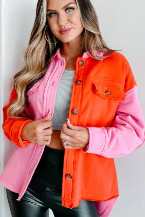 Keep Me Updated ColorBlock Shacket (Pink/Red)