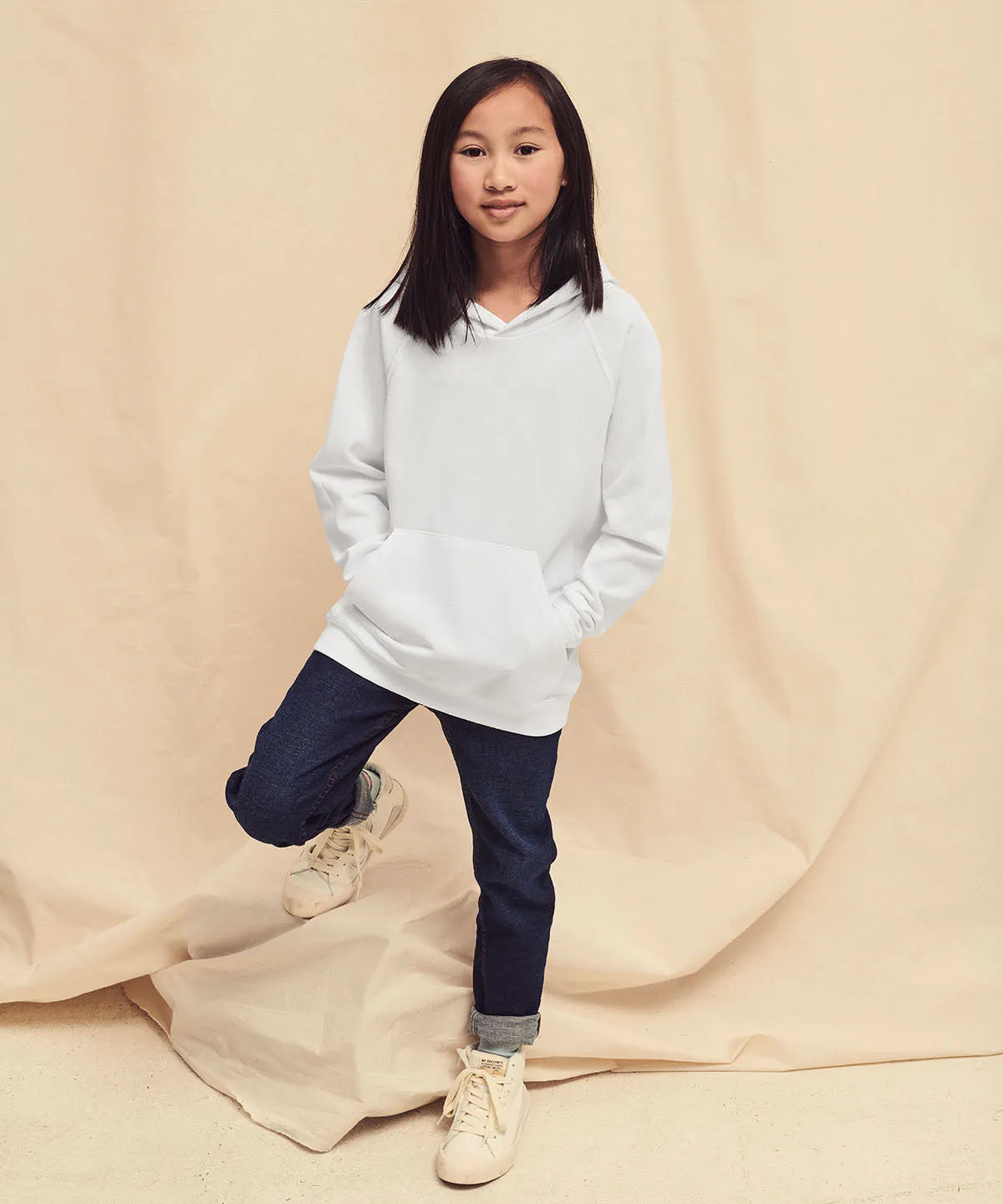 Kids lightweight hooded sweatshirt | White