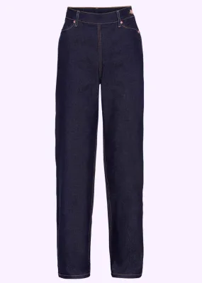 Le Wild- Højtaljede jeans med brede ben i blå denim