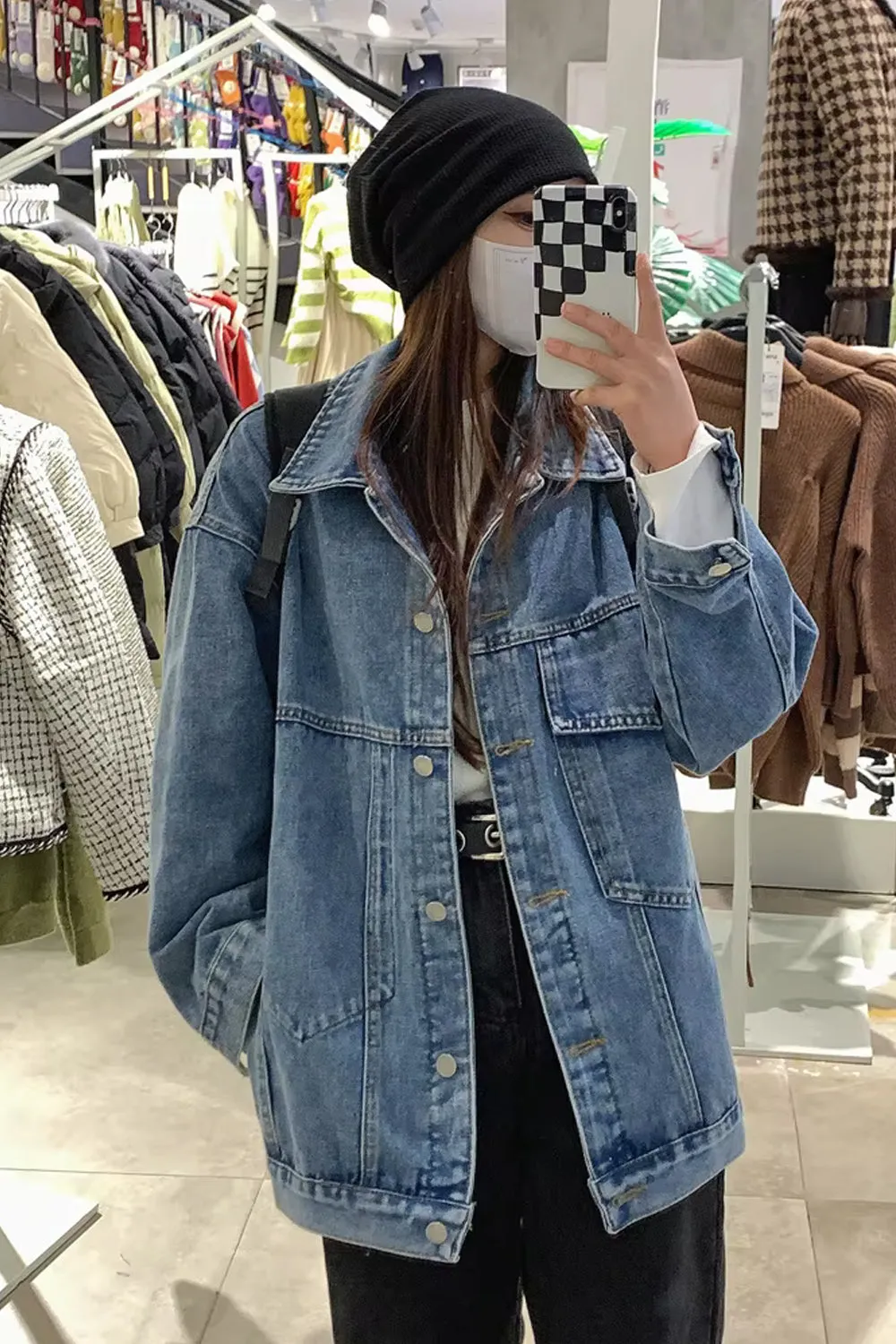 Long Sleeve Loose Style Casual Denim Jeans Jacket