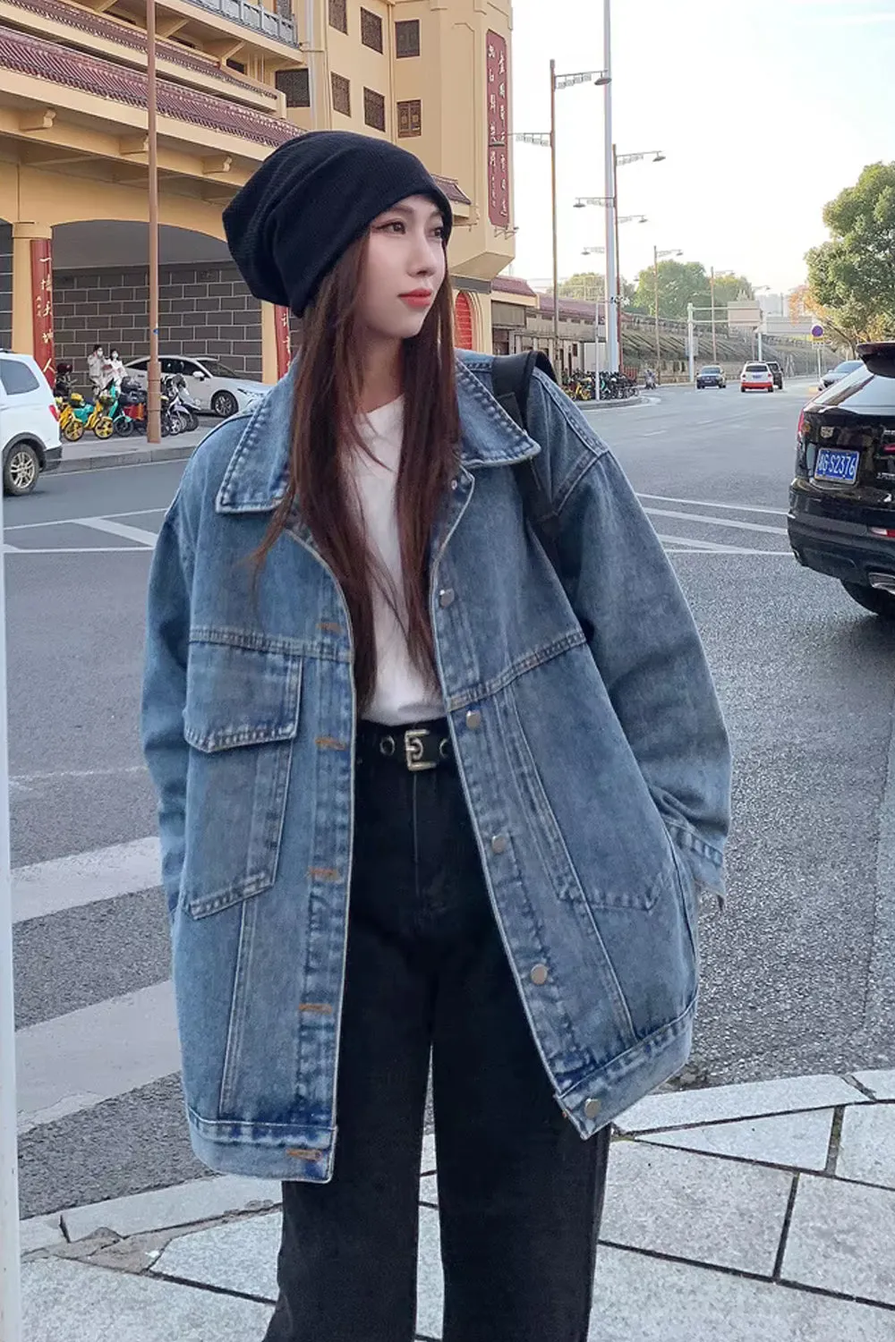 Long Sleeve Loose Style Casual Denim Jeans Jacket