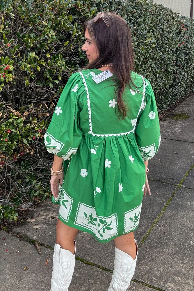 Lucky Me Babydoll Dress-Green