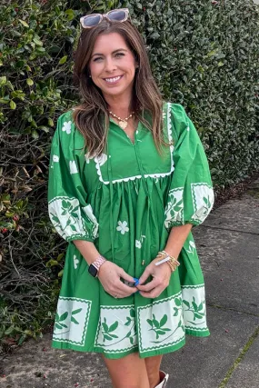 Lucky Me Babydoll Dress-Green