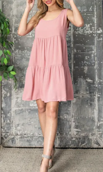 Mauve Linen Babydoll Dress