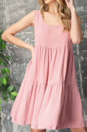 Mauve Linen Babydoll Dress