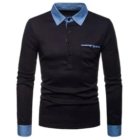 Men's Casual Long Sleeve Polo Shirt