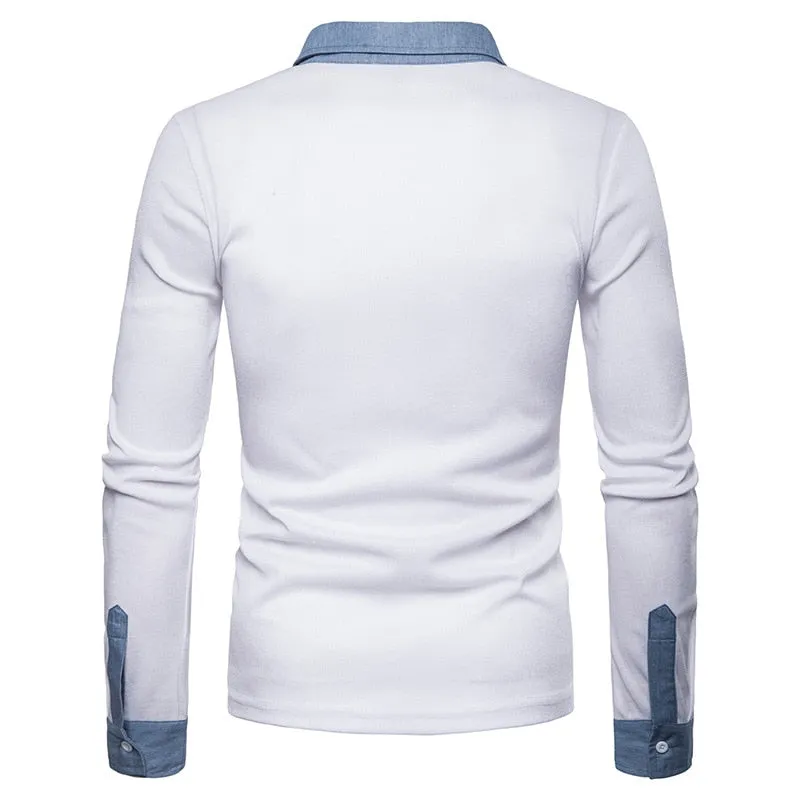 Men's Casual Long Sleeve Polo Shirt