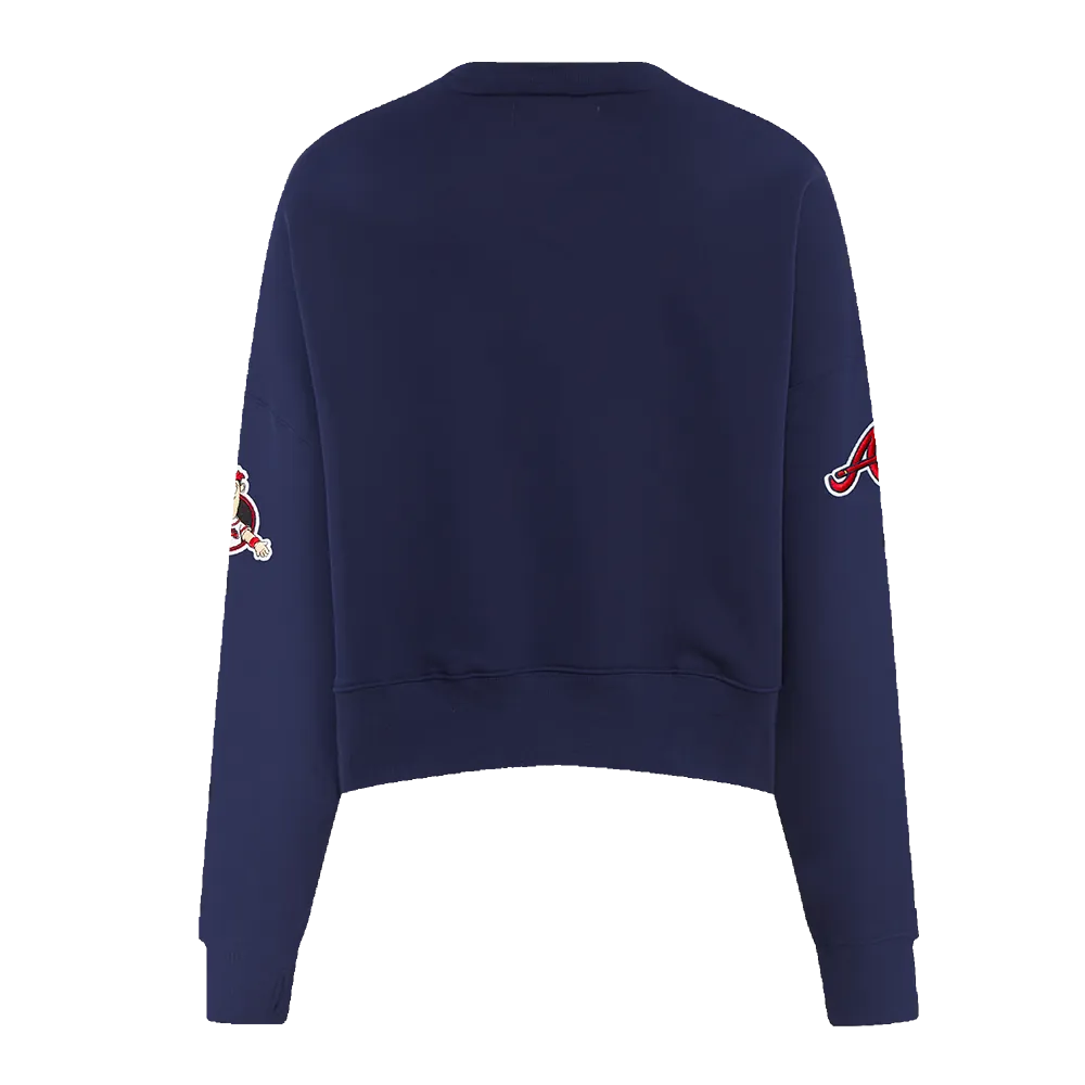 MLB ATLANTA BRAVES MASCOT WOMEN'S FLC CREWNECK (MIDNIGHT NAVY)
