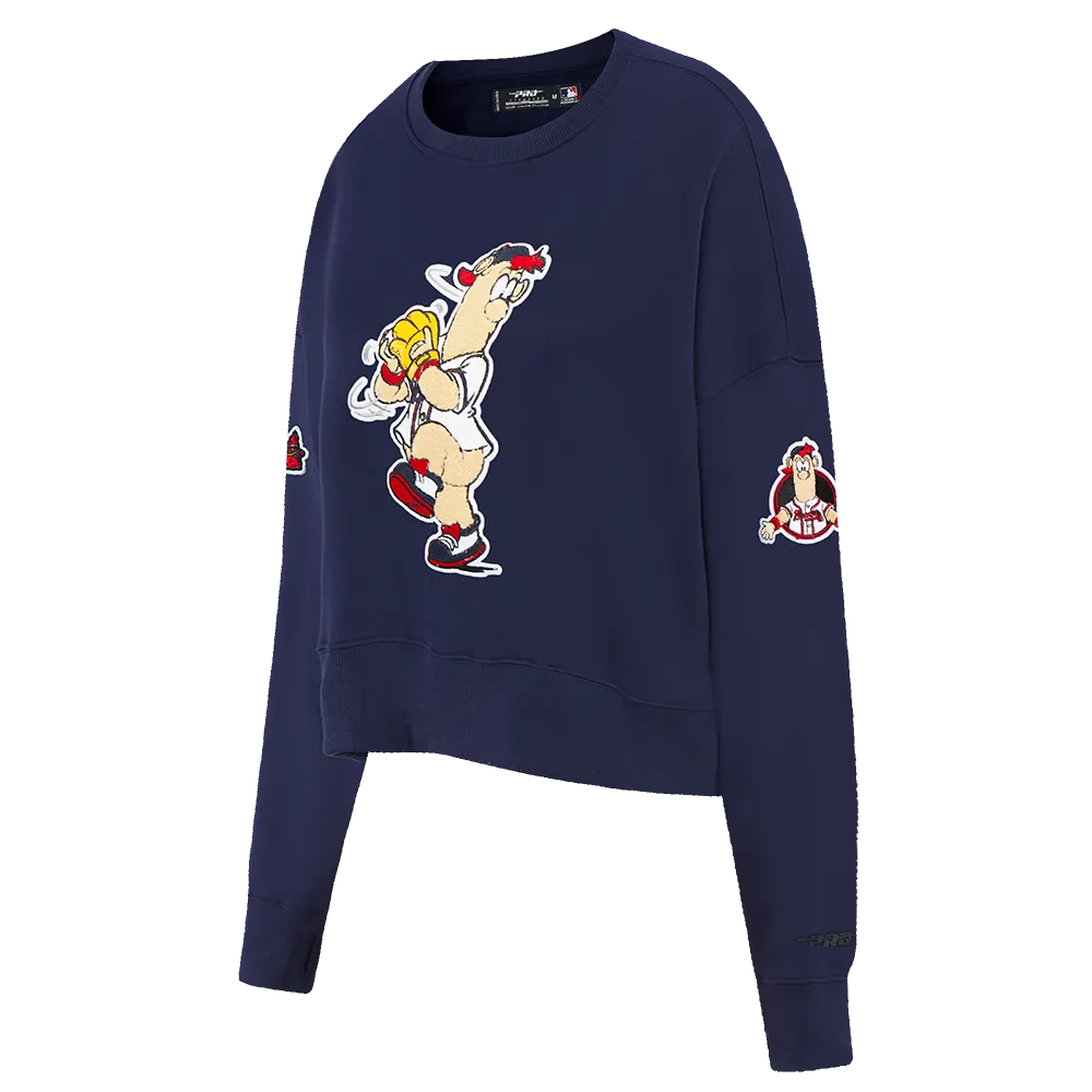 MLB ATLANTA BRAVES MASCOT WOMEN'S FLC CREWNECK (MIDNIGHT NAVY)