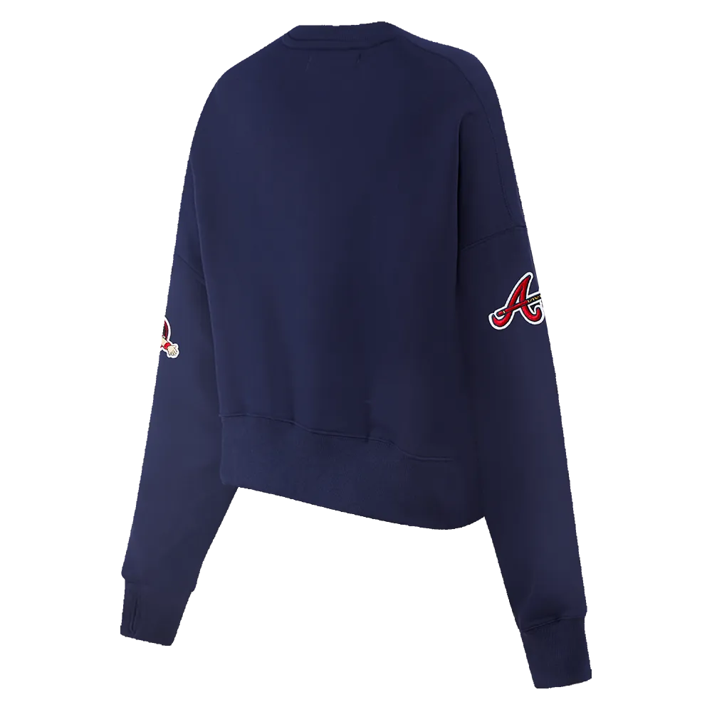 MLB ATLANTA BRAVES MASCOT WOMEN'S FLC CREWNECK (MIDNIGHT NAVY)