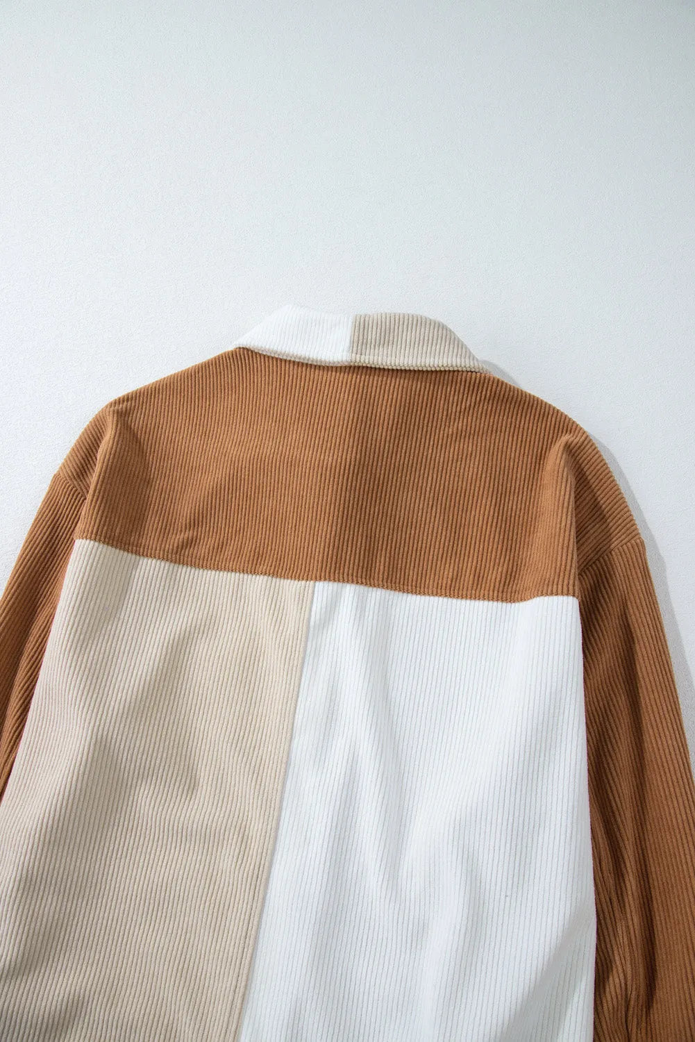 Multicolour Corduroy Colourblock Loose Shacket