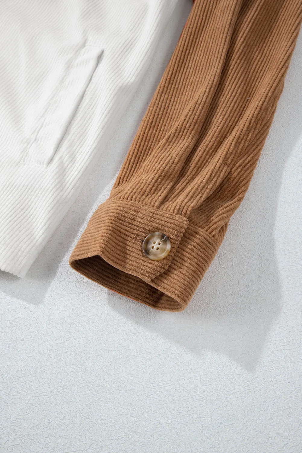 Multicolour Corduroy Colourblock Loose Shacket