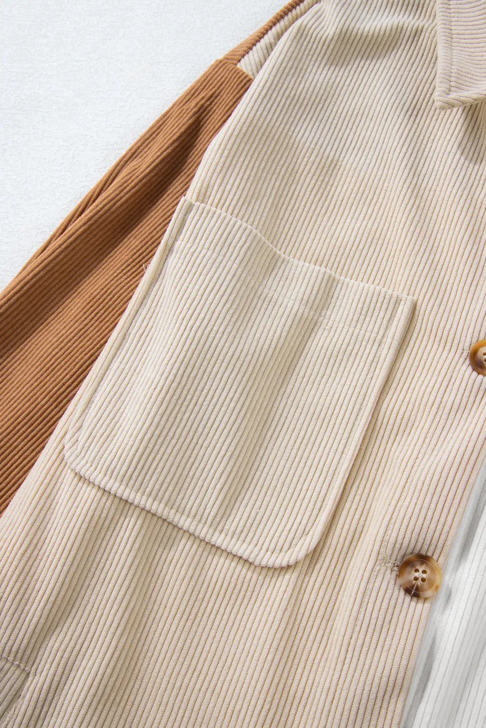 Multicolour Corduroy Colourblock Loose Shacket