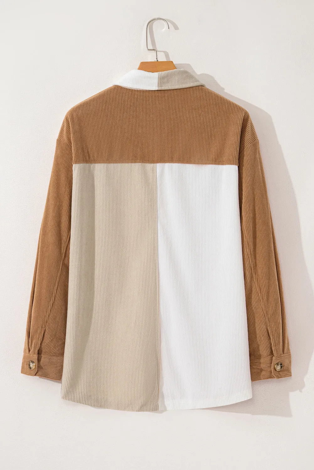 Multicolour Corduroy Colourblock Loose Shacket