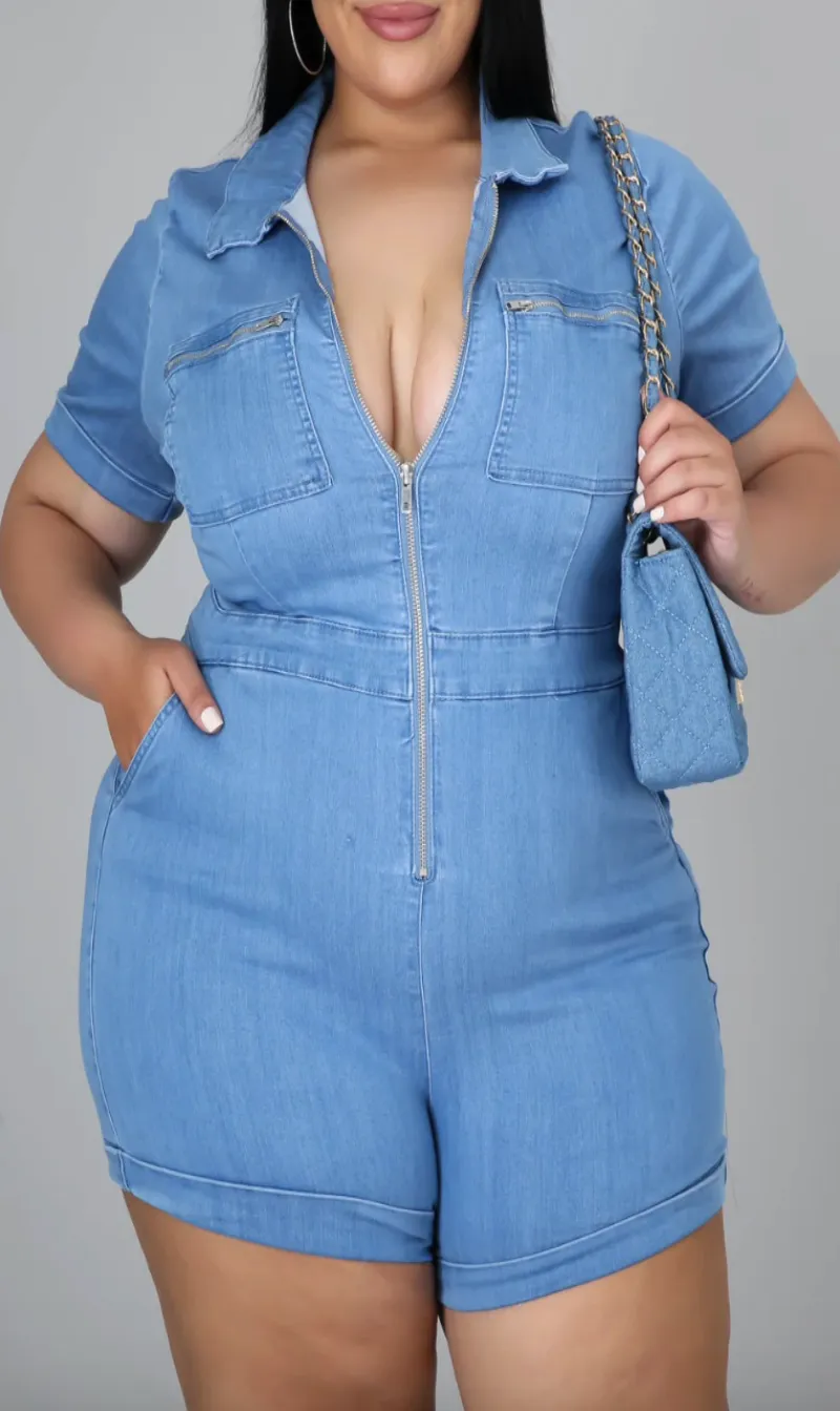 Nova Curvy Denim Romper