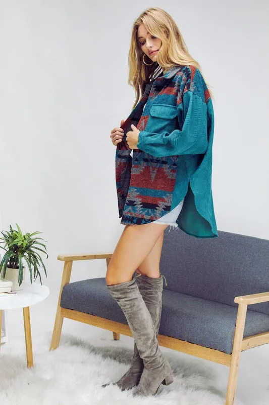 Now Found Plus Printed Button-Down Jacket