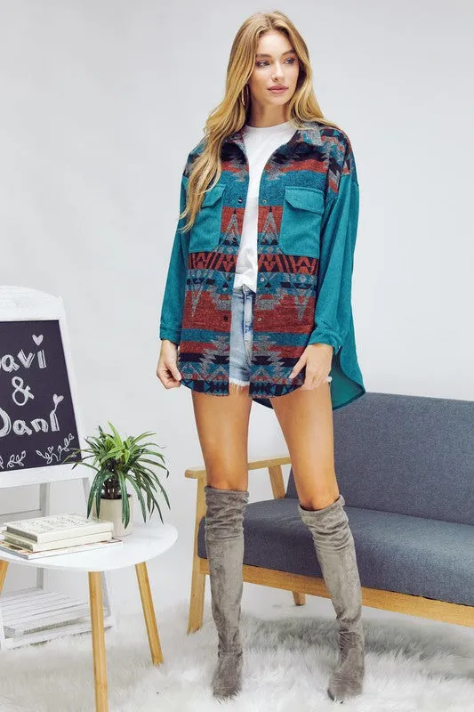 Now Found Plus Printed Button-Down Jacket