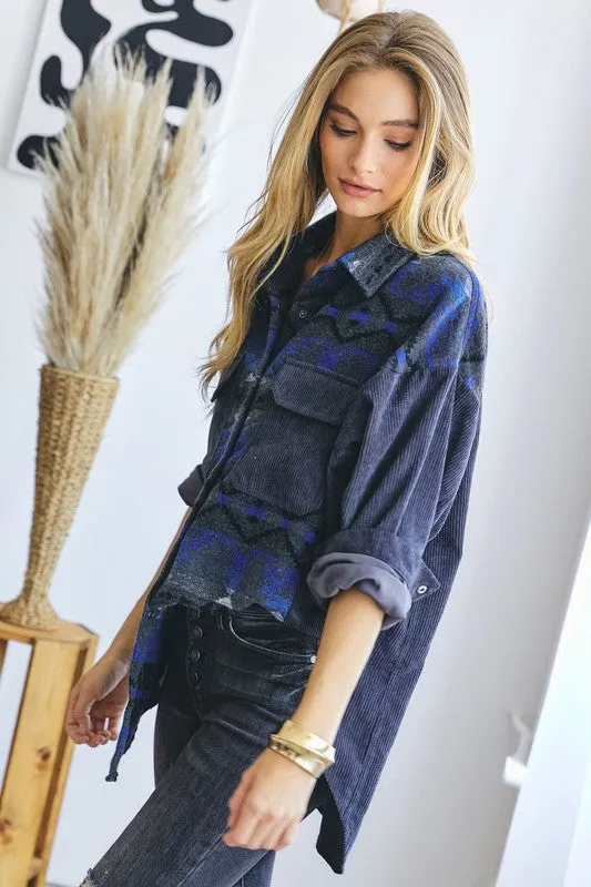Now Found Plus Printed Button-Down Jacket