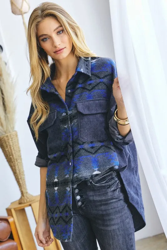 Now Found Plus Printed Button-Down Jacket