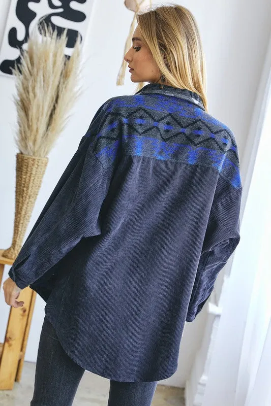 Now Found Plus Printed Button-Down Jacket