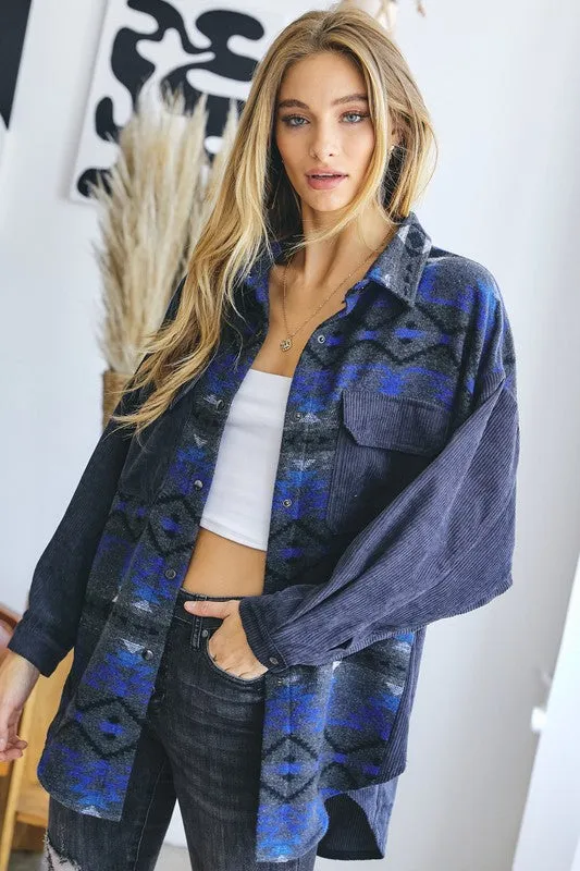 Now Found Plus Printed Button-Down Jacket