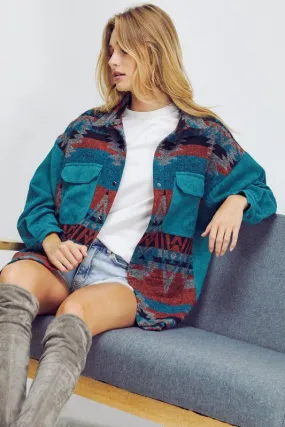 Now Found Plus Printed Button-Down Jacket