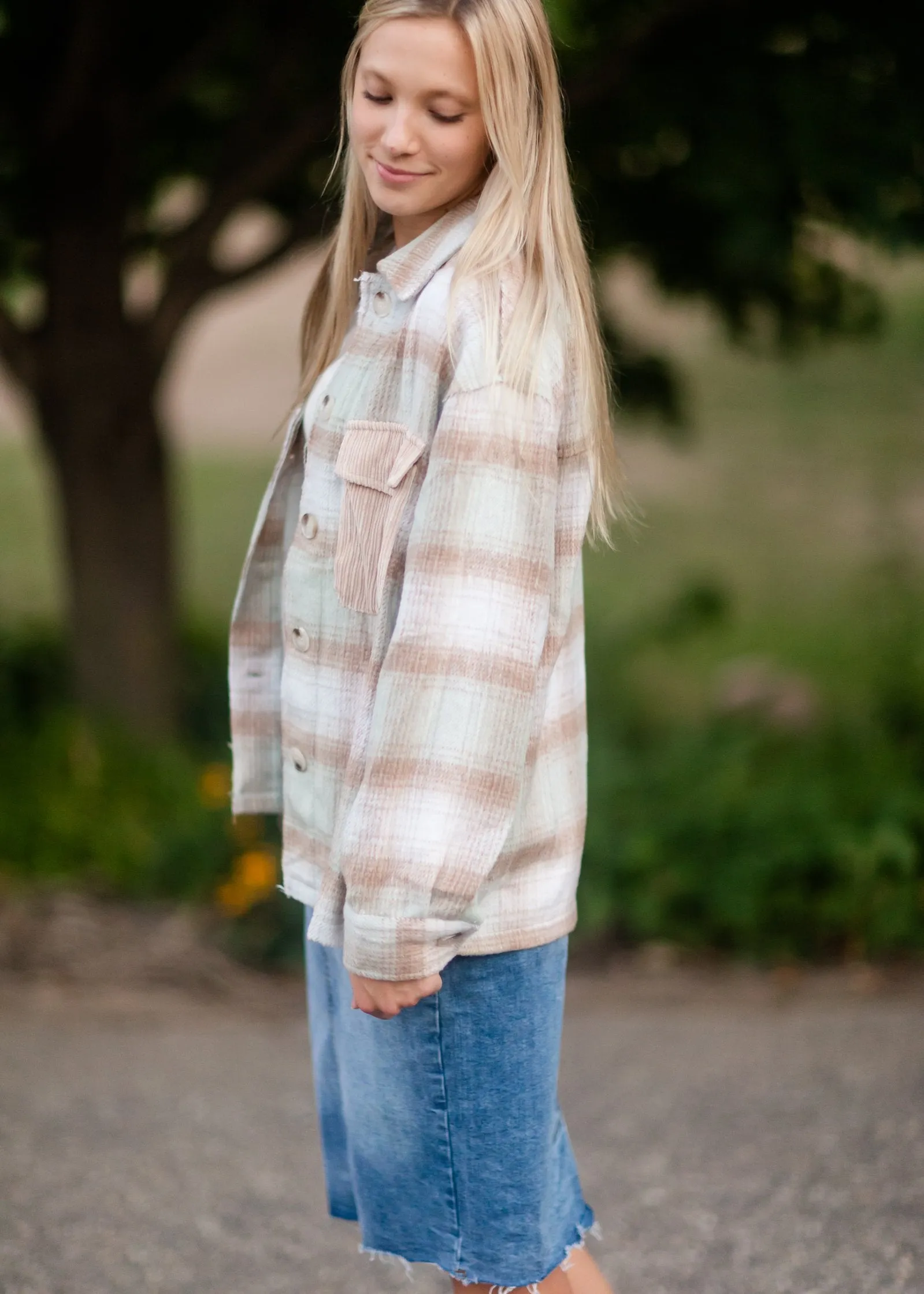 Plaid Shacket With Patch Pocket Detail - FINAL SALE