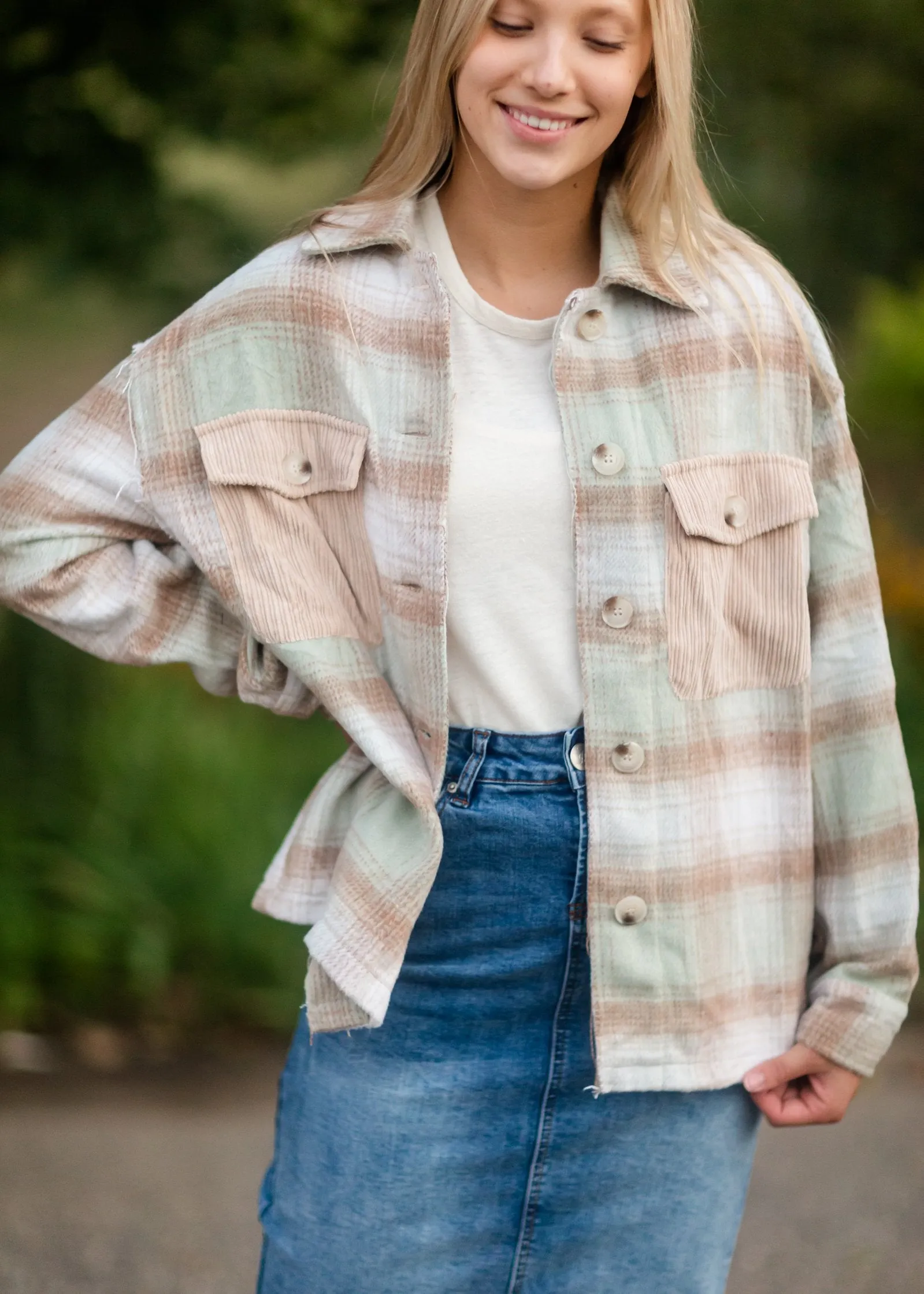 Plaid Shacket With Patch Pocket Detail - FINAL SALE