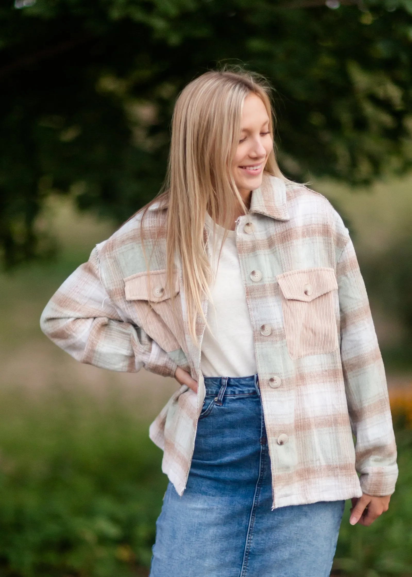 Plaid Shacket With Patch Pocket Detail - FINAL SALE