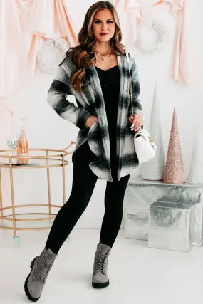 Plaid You're Mine Hooded Plaid Shacket (Black/White)