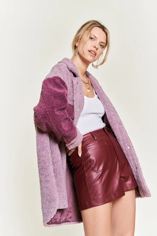 Plus Size Colorblock sherpa jacket