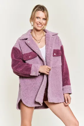 Plus Size Colorblock sherpa jacket