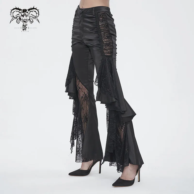 PT241 Gathered flared trousers with side seams