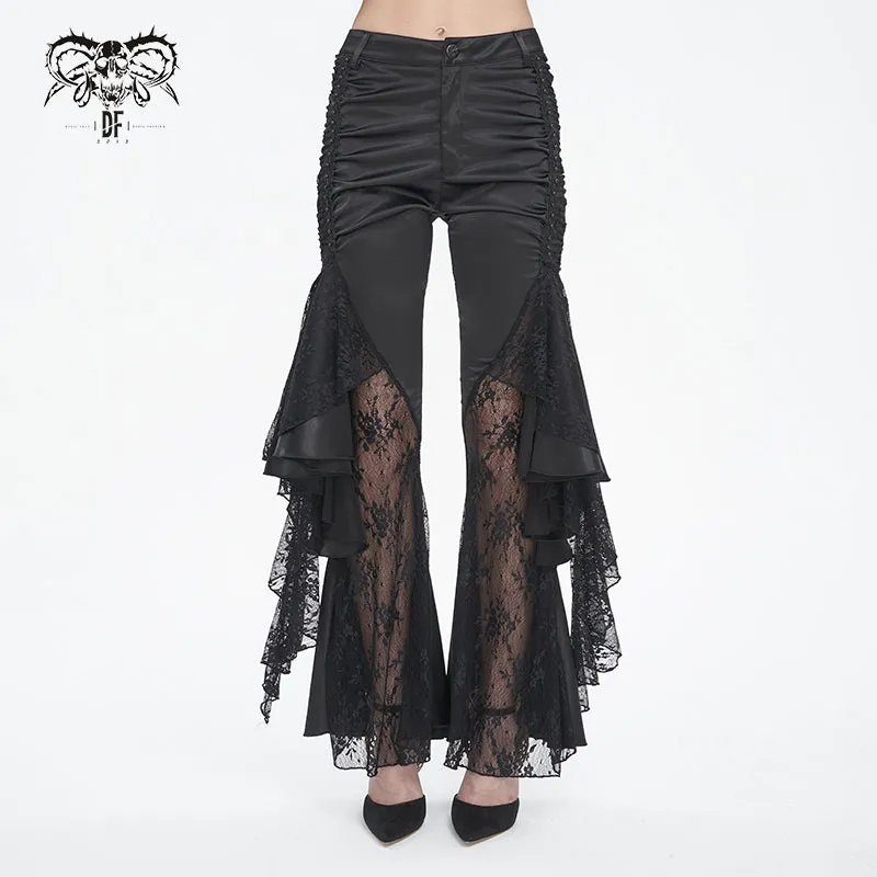 PT241 Gathered flared trousers with side seams