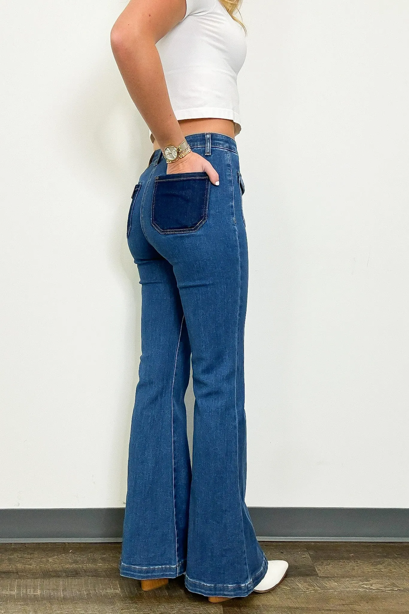 Rayne Patch Pocket Flare Jeans