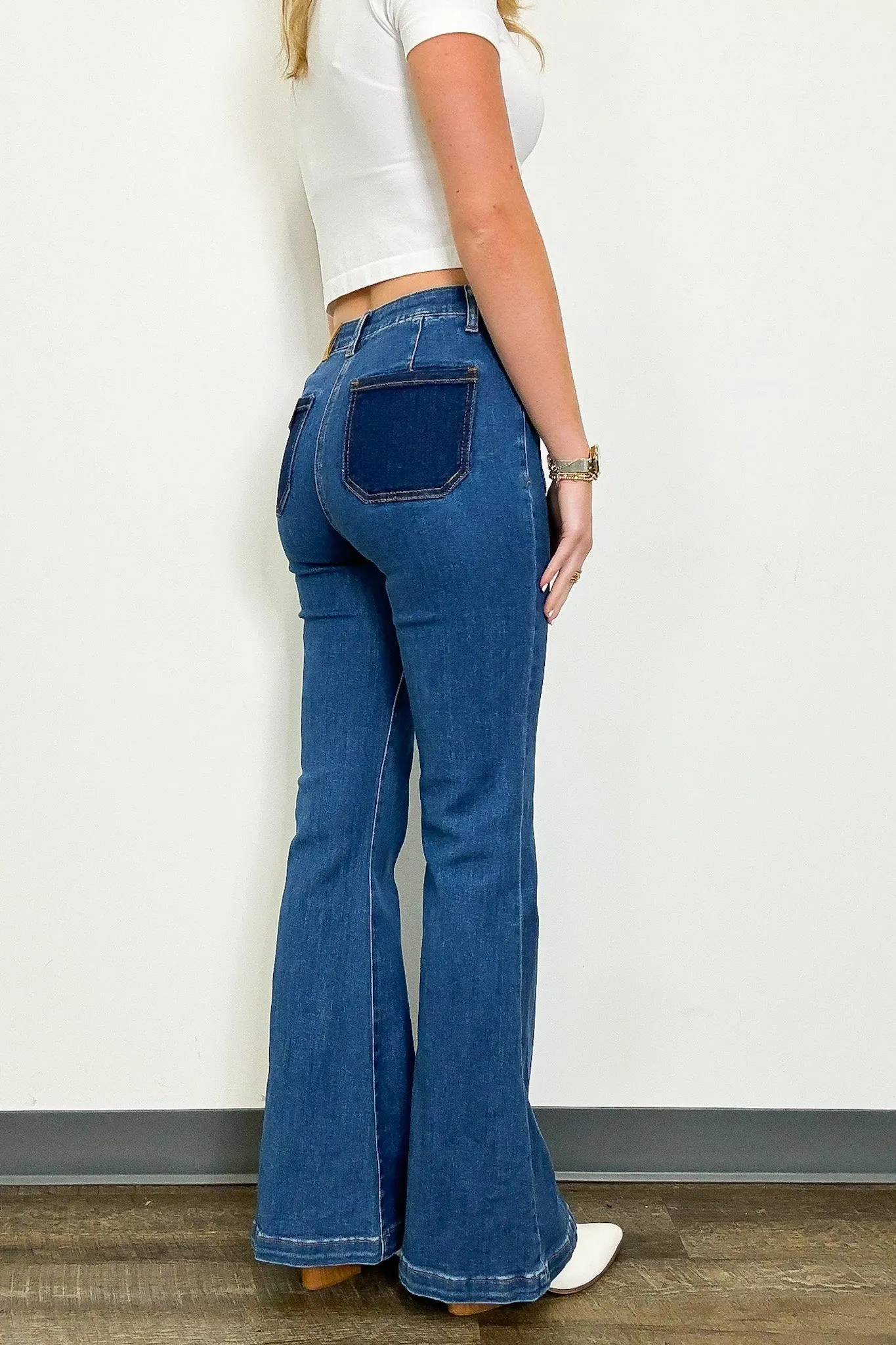 Rayne Patch Pocket Flare Jeans